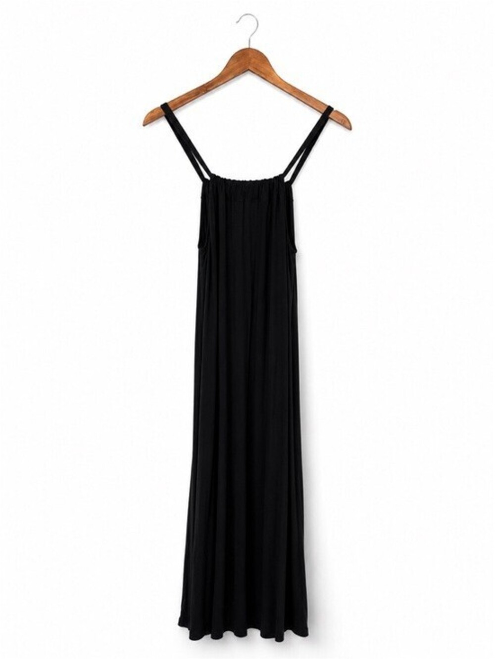 Cabi Black Jersey Knit Maxi Dress Adjustable Spaghetti Strap Style 5383 Small